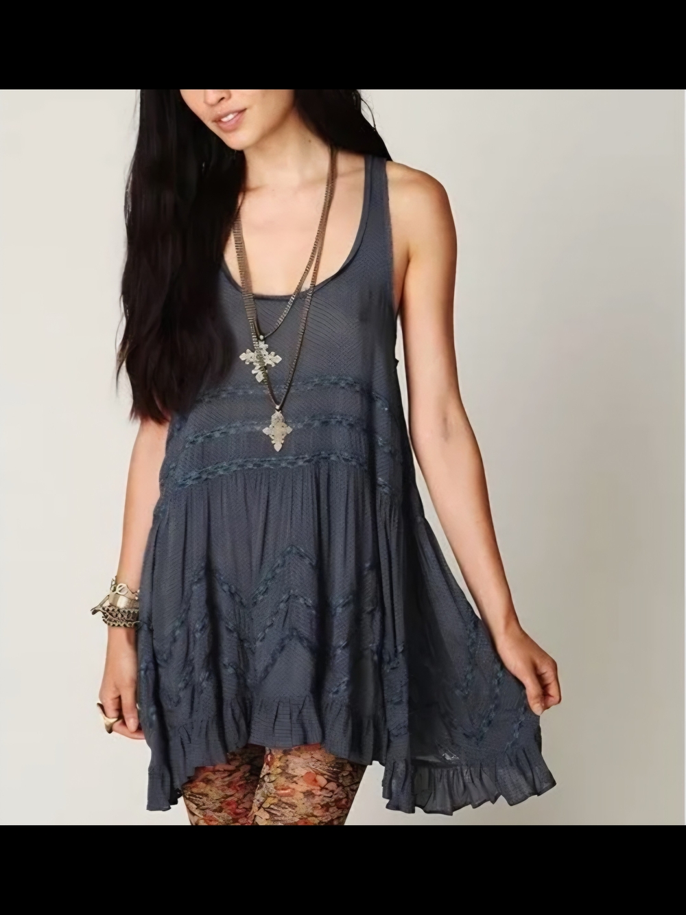 ⚠NOT FOR SALE⚠ Free People Voile and Lace Trapeze Slip in the color Storm - Picture 3 of 5
